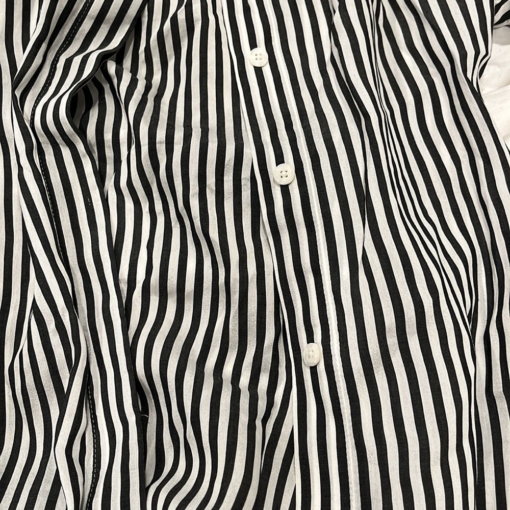 Massimo Dutti long sleeve belted button down black &white 3/4 length dress XS/S - Picture 14 of 16